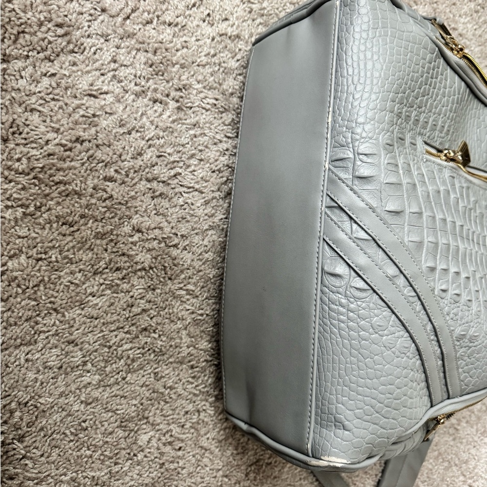Gray Textured Backpack with Gold Hardware - Picture 7 of 8